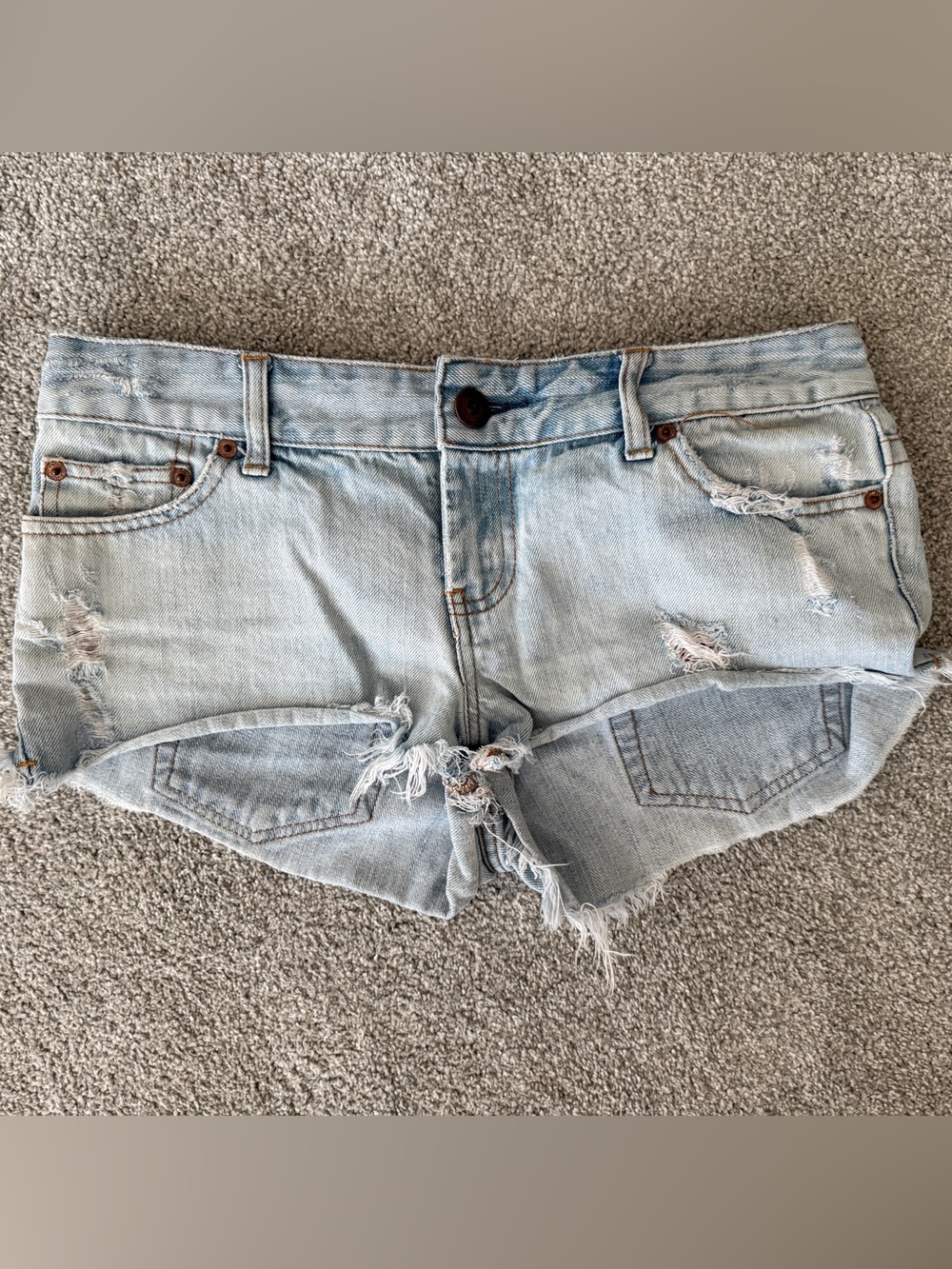 American Eagle Light Blue Distressed Denim Shorts - Women